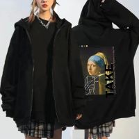 Art Head Poster Zipper Hoodies Harajuku Black Hooded Sweatshirt Y2k Long Sleeve ZiP Up Loose Jacket Coats Size XS-4XL