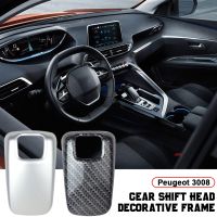 ABS Carbon Fiber Car Styling Gear Shift Knob Gear Head Cover Stickers Trim Accessories For Peugeot 3008 GT 2017 2018 2019 2020