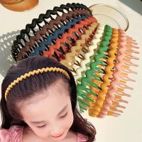 ผู้หญิงสีทึบหยัก Headbands หยักลื่นหวีอุปกรณ์ผมสาวกีฬา H Eadbands