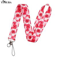 【CW】▦  Poppies Flowers Print Lanyards Chain Neck Straps ID Card Badge Holder Accessories