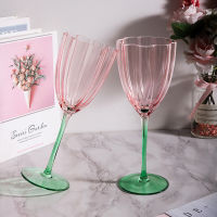 R Crystal Glass Champagne Wine Glass High Value Medieval Cup Flower Light Luxury Gradient Color Home Transparent Pink Goblet