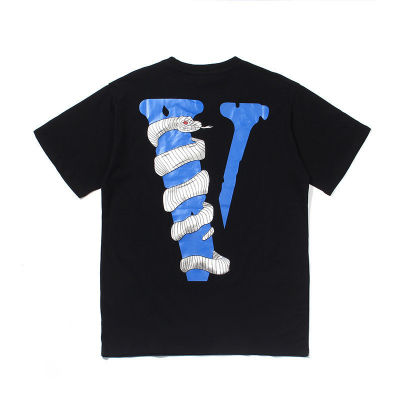 European And American Tide Brand Summer New Mens Big V Python Print VLONE Mens Casual Short-Sleeve T-shirt TEE