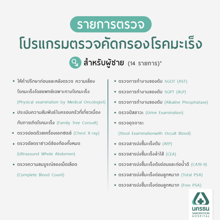 e-coupon-นครธน-โปรแกรมตรวจคัดกรองโรคมะเร็งเบื้องต้น-สำหรับผู้ชาย-14-รายการ