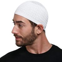 【YF】 Muslim Men Prayer Hats Autumn Winter Knitted Beanies Cap Jewish Kippah Hat Homme Head Caps Comfortable Turban Hair Wrap