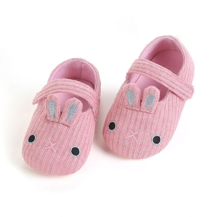 กระต่ายน่ารักเด็กเดินรองเท้านุ่มถักทารกแรกเกิด-girs-รองเท้าลำลองเด็กวัยหัดเดินรองเท้าไม่มีส้นรองเท้ากันลื่นเด็กแฟลตเปลรองเท้า