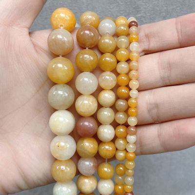 Pure Flawless Yellow Jade 38CM Natural Stone Round Beads String For DIY Fashion Jewelry