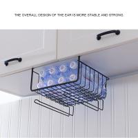 Kitchen Storage Bin Under Shelf Wire Rack Cabinet Basket Iron Storage Tableware Cup Organizer Holder Stand Kitchen Tools Hanging