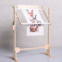 กรอบปักครอสติส Cross Stitch Frame Tabletop Floor Stand Wooden Embroidery Tapestry Hoops Adjustable # M