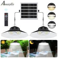 Solar Light Outdoor Indoor with 3 Color 4 Brightness Modes Work Day and Night Solar Powered Pendant Lights for Shed Garage Yard Outdoor Lighting