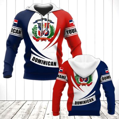 Dominican Flag and Emblem Pattern Hoodies For Male Loose Mens Fashion Sweatshirts Boy Casual Clothing Oversized Streetwear
