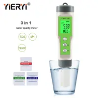 Yieryi 3 in 1 PHมิเตอร์พีเฮช/EC/เครื่องวัดอุณหภูมิดิจิตอลเครื่องตรวจคุณภาพน้ำTester for สระว่ายน้ำ, น้ำดื่ม