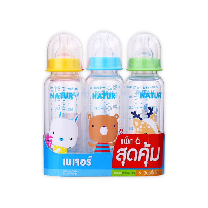 แพ็ก6-natur-ขวดนมคอแคบ-ขวดนมเนเจอร์-ขวดนมทรงกลม-ขนาด-4-8-ออนซ์-ขวดนมเด็กแรกเกิด-ขวดนม-จุกนม