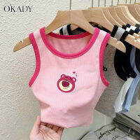 OKADY เสื้อกั๊กเด็กผู้หญิง,เสื้อกล้ามพิมพ์ลายด้ายบางลำลอง
