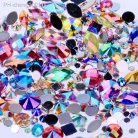 Mixed 300pcs Crystal Clear AB Rhinestones DIY Non Hotfix Flatback Acrylic Nail Stones Gems For 3D Decorations