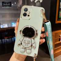 AnDyH Long Lanyard Casing For VIVO Y75 T1 5G Phone Case VIVO iQOO Z6 5G Cute Astronaut Desk Holder