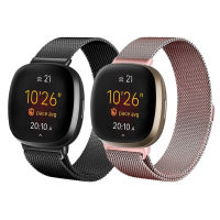 2แพ็คสายรัดโลหะเข้ากันได้กับ Fitbit Versa 3 /Fitbit Sense Bands สำหรับผู้หญิงผู้ชายโลหะสแตนเลสสตีลแม่เหล็กปรับได้สำหรับ Versa 3 /Fitbit Sense