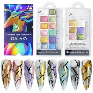 Shimmer 6/ 12 Colors Solid Watercolor Paint Flash Retro Pearlescent metal  Macaron Candy Colours Set for Art Painting Nail Design