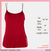 USED - Red Crisscross Camisole Tank Top | เสื้อสายเดี่ยวสีแดง เสื้อสายไขว้ เสื้อแขนกุด เสื้อรัดรูป สีพื้น สายฝอ ทรงใหญ่ มือสอง