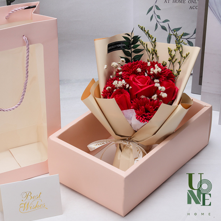 uonehome-พร้อมส่ง-h120-ของขวัญ-กล่องช่อดอกไม้กุหลาบสบู่-พร้อมถุงชมพู-มีไฟ-ของขวัญวันเกิด-ของขวัญให้แฟน-ให้เพื่อน-ของตกแต่งบ้าน