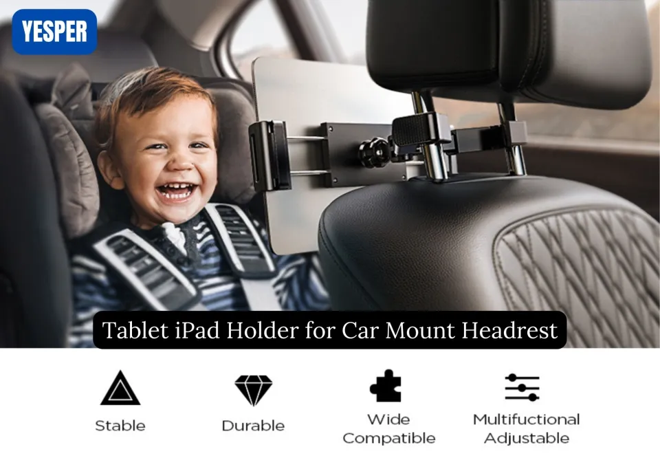 LISEN iPad Holder for Car Tablet Mount Headrest iPad Car Holder Back Seat  Travel Accessories Road Trip Essentials for Kids Adults Fits All 4.7-12.9