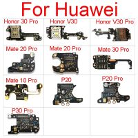 SIM Card Reader Holder Mikrofon Mic Module Connector PCB Board Flex Cable untuk Huawei Honor 30Pro V30 P30 P20 Mate 10 20 30 Pro