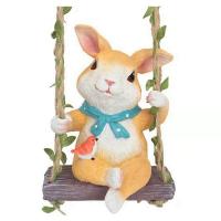 Hanging Rabbit Statues Outdoor,Cute Funny Rabbit Animal Statues Figurines,Swing Bunny for Lawn Patio Yard Decor