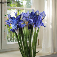 【Cw】Olwarm 3Pcs Iris Artificial Fake Silk Flowers Plant nch Bouquet Real Touch Dinner For Home Table Wedding Party Decoration