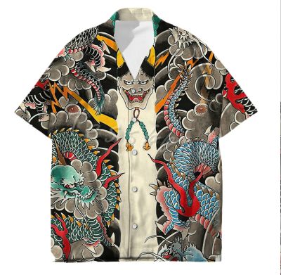 เสื้อยืดผ้าฝ้ายสำหรับผู้หญิงเสื้อยืดเสื้อยืด Tessffel Samurai ญี่ปุ่นพิมพ์ลาย3D เสื้อฮาวายผู้ชายแฟชั่นเสื้อเชิ้ตชายหาดฮาราจูกุลำลองไซส์ใหญ่พิเศษ