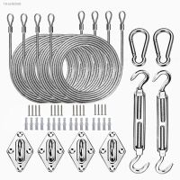 △ 33/44Pcs Stainless Steel Wire Rope Kit Triangle Four Corner Sunshade Sail Canopy Installation Home Clothesline Steel Cable