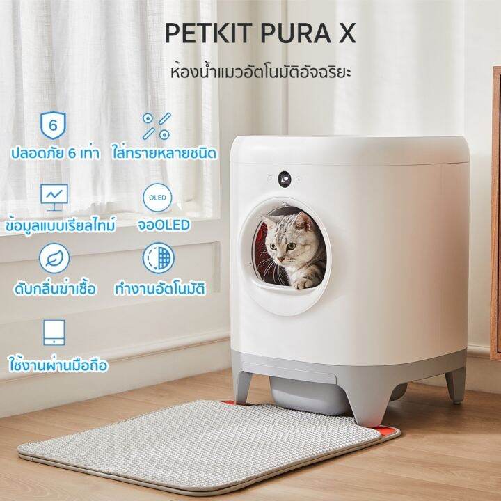 พร้อมส่ง-y192-petkit-pura-x-global-version-เชื่อมต่อ-app-ได้-ประกัน2ปี-ศูนย์ไทย-ห้องน้ำแมวอัตโนมัติ-แถมฟรี-แผ่นดักทราย-น้ำยากำจัดกลิ่น-ห้องน้ำแมว