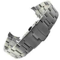 20มม. 22สเตนเลสสตีลสายรัดข้อมือแบบโค้งสำหรับเปลี่ยน Seiko SKX007 SKX009สายนาฬิกาข้อมือสีเงินสีดำ SKX011