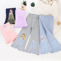 TINGQI 1-5-9 Years Old Baby Girls Ninth Pants Bell-bottoms Princess Trousers Versatile Middle Waist Casual Pants