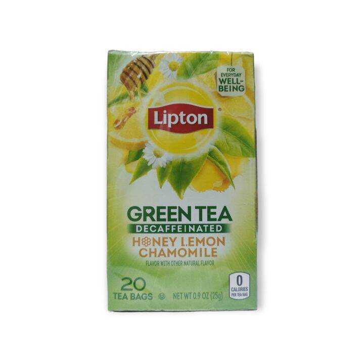 (USA) Lipton Honey Lemon Chamomile Green Tea. Decaffeinated. 20 tea
