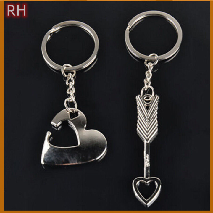 ranghe-ลูกศรหัวใจแฟชั่น1คู่พวงกุญแจสายกุญแจโรแมนติกพวงกุญแจคู่ของขวัญคนรัก