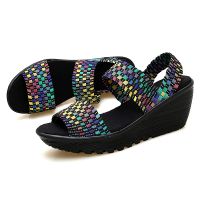 ขายดีที่สุด ioztt2023 - /ﺴ 2021 Sandals Shoes Woven Flat Wedge Platform Flip Flops Ankle Heel Gladiator