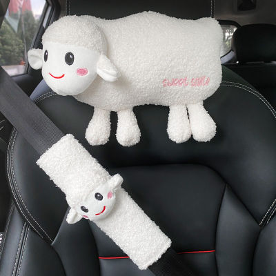 Car interior upholstery seat neck pillow cute soft cute sheep headrest general cartoon plush car interior decoration female  1XOP