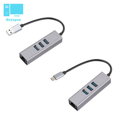 คลังสินค้าพร้อม! Usb3.0เป็นอะแดปเตอร์อีเธอร์เน็ต Type-C กับกิกะบิตอีเธอร์เน็ต Rj45การ์ดเน็ตเวิร์กไดรฟ์ฟรี3พอร์ต Usb ฮับ3.0