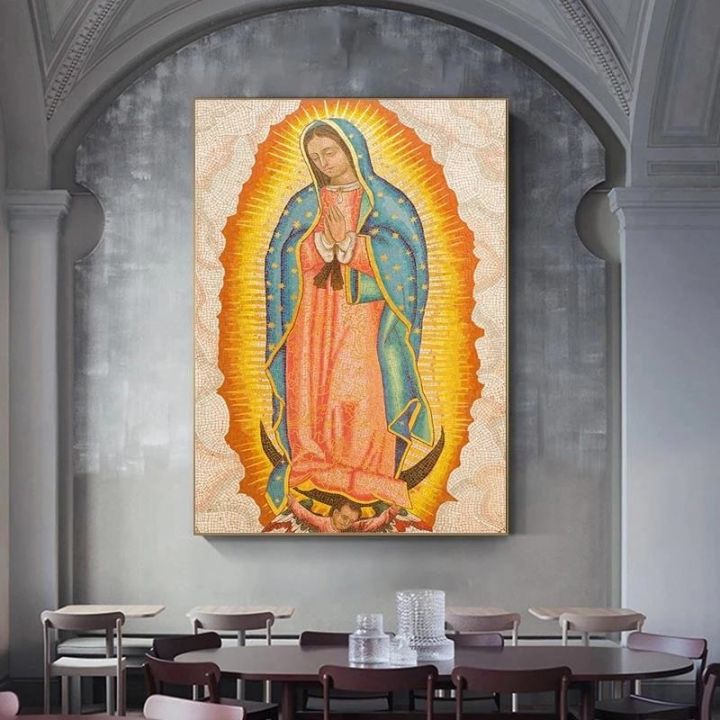 virgin-mary-ตัวอักษรคริสเตียน-art-ภาพวาดผ้าใบศาสนาโปสเตอร์พิมพ์ภาพผนังศิลปะสำหรับห้องนั่งเล่น-wall-decor-cuadros
