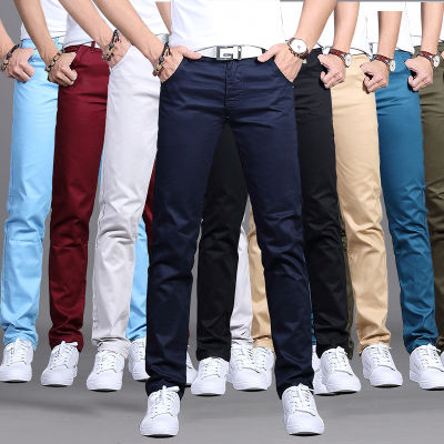 2020ฤดูใบไม้ผลิฤดูใบไม้ร่วงใหม่กางเกงลำลองผู้ชายผ้าฝ้ายบางพอดี chinos แฟชั่นกางเกงชายแบรนด์เสื้อผ้าขนาดบวก8สี