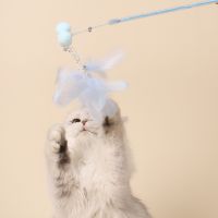 [Big Spade] Fairy Funny Cat Stick Long Rod Feather Ribbon Bite Resistant Self Hey Funny Cat Stick With Bell Toy Set Combination Cat Toy