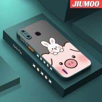 JIUMOO เคสสำหรับ Infinix Smart 4 X653 4C อัจฉริยะเคสลายการ์ตูนน่ารักรูปกระต่ายลูกหมูดีไซน์ใหม่ขอบสี่เหลี่ยมกระต่ายเคสมือถือกันกระแทกแข็งปลอกซิลิโคนเคสป้องกันเลนส์กล้องคลุมทั้งหมด