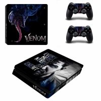 สติกเกอร์ผิว Marvel Venom คอนโซลฟิล์มป้องกันสำหรับเกม PlayStation4 PS4Slim เพรียวบางอุปกรณ์เสริมแผ่นเกมสติ๊กเกอร์ป้องกันหน้าจอ BHM3721