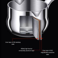 เครื่องความร้อนอย่างรวดเร็วหม้อน้ำมันร้อนขนาดเล็กทำจากโลหะมีที่อุ่นเนยน้ำหนักเบาป้องกันสนิม304สแตนเลสสำหรับอุ่นนมสำหรับหม้อต้ม