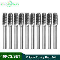 10Pcs 3*3456 Type C Ball Nose CylinderTungsten Carbide Rotary Files Set - Power เจาะ Milling Burr Die Grinder เครื่องมือขัด