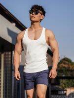 2023 new men leisure h vest cotton stripe hurdles sleeveless T-shirt exercise basketball coat