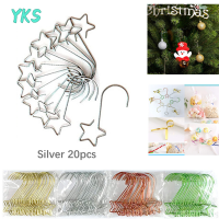 ?【Lowest price】YKS ตะขอเครื่องประดับคริสต์มาส20ชิ้นตะขอรูปเกล็ดหิมะดาวแขวนพวงหรีดคริสต์มาสขนาดเล็กตะขอโลหะตกแต่งต้นคริสต์มาส