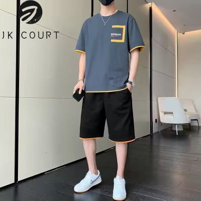 JK Court เสื้อยืดผ้าไหมน้ำแข็งสำหรับผู้ชายเสื้อยืดกีฬาลำลองแขนสั้นแบบบางสำหรับแฟชั่นวัยเยาว์ฤดูร้อน