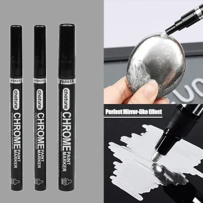 1Pcs Chrome Mirror Marker Silver Marker Liquid Pen for Cards Posters Rock Mugs Ceramic Glass Metallic Craftwork Paint Pen