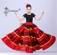 Plus Size Lady Spanish Flamenco Skirt Dance Costumes Clothing for Women Red Black Spanish Bullfight Festival Belly Dance Wear