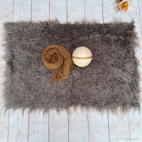 ☫✥ Soft Baby Infant Quadrado Faux Fur Blanket Foto Tiro Fundo Recém-nascido Envolvido Pano Set Fotografia Props Acessórios 2023